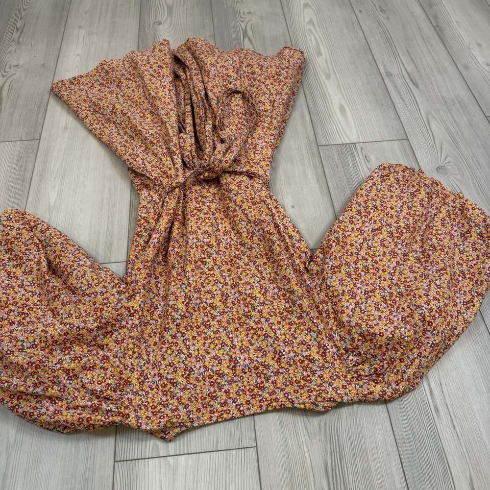 MINKPINK Morwell Medium Boho Floral Wrap Mini Dress Puff Sleeve Cottagecore - Picture 8 of 10